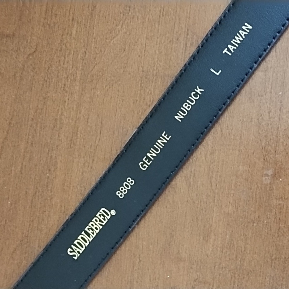 Saddlebred Brown Croc Embossed Nubuck Leather Belt Solid Brass Buckle Size Large - Picture 4 of 5